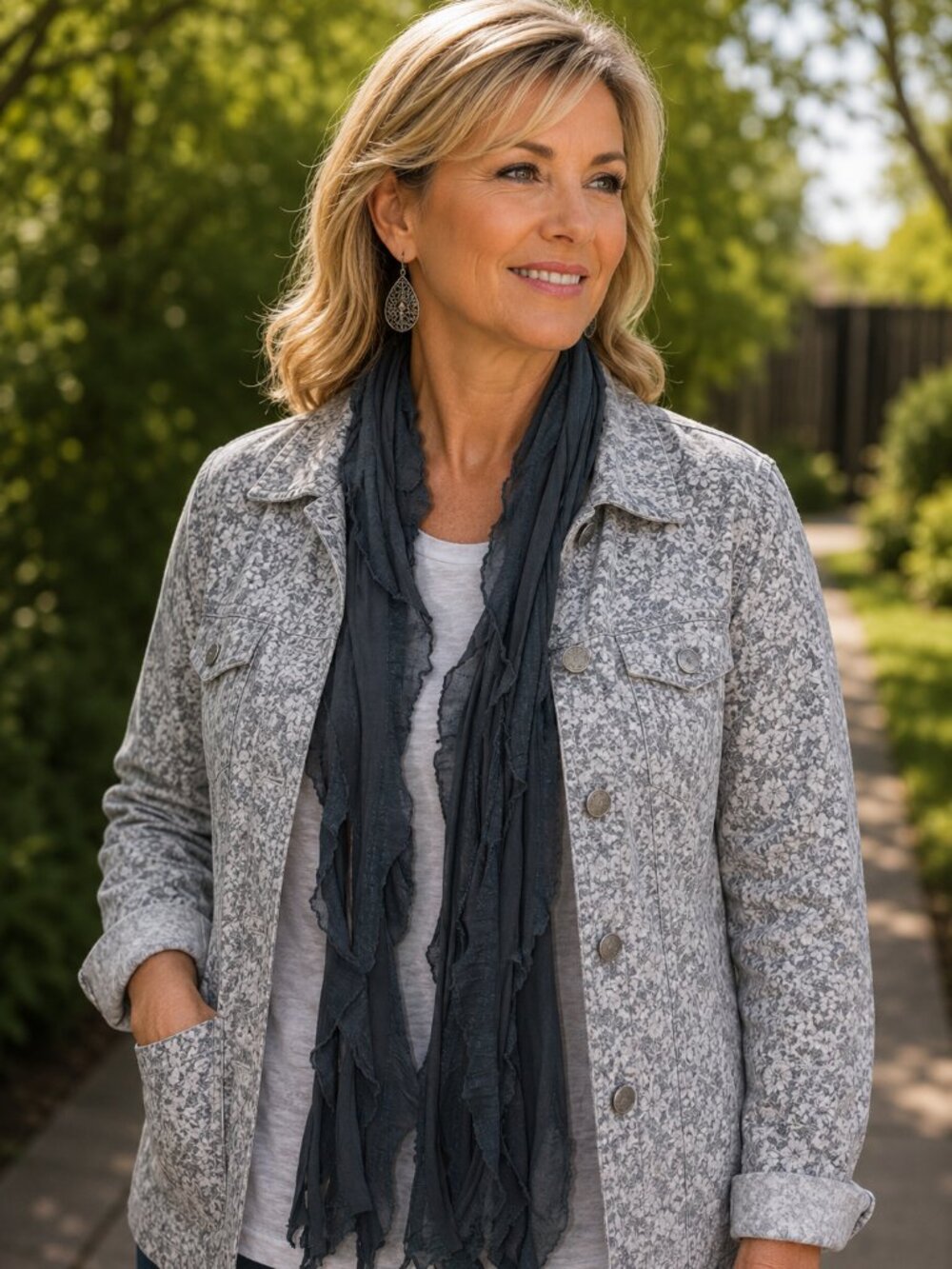 Steel Gray Flutter Scarf Lightweight Women Accessory